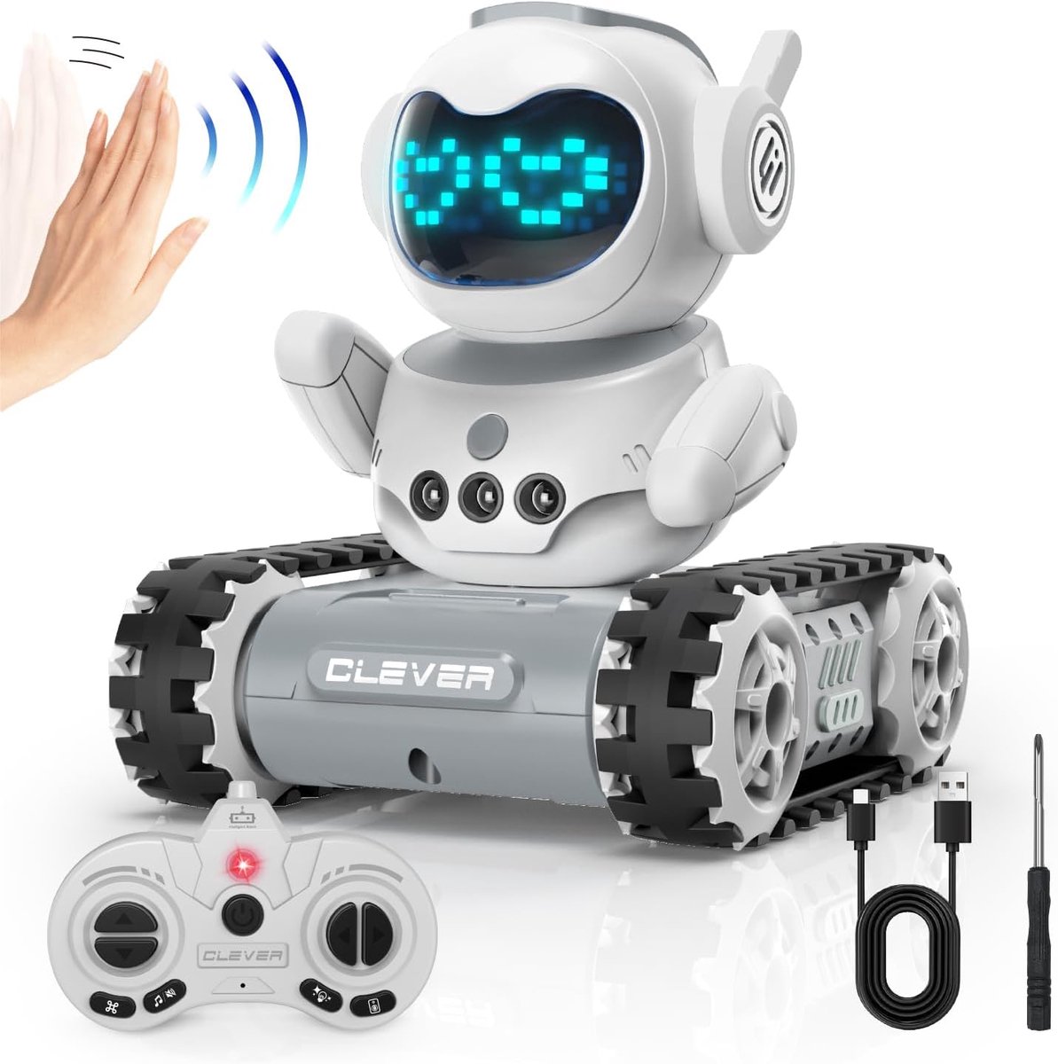 Op afstand bestuurbare robot met gebarensensor en LED-ogen voor kinderen