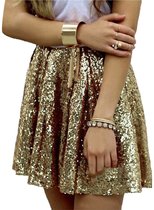 Glitter Rok Goud - Festival - Femme - Fête - Plissée - Brillante