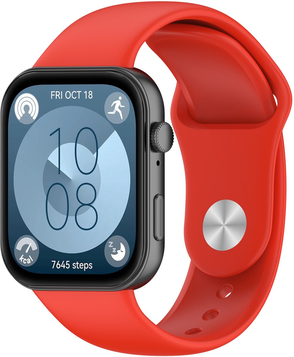 By Qubix - Siliconen sportband - Rood - geschikt voor Huawei Watch Fit 3 / Fit 4