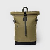 Rugzak Sandqvist Icon Rolltop Olive Drab With Black Leather M