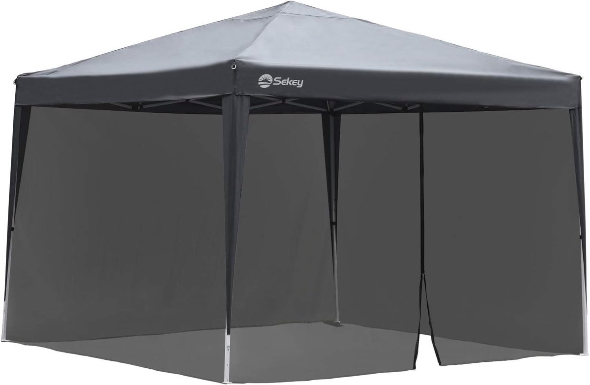 Paviljoen Klamboe 3x3 m - Ritssluiting Klittenband Insectenbescherming - Muggennet Zwart