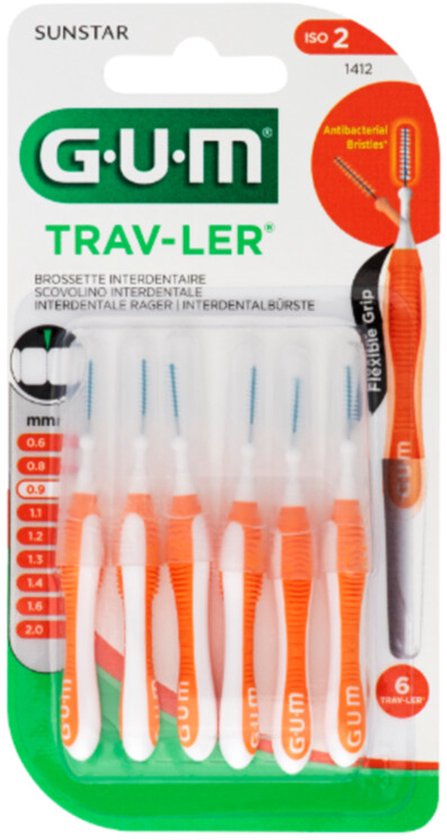 GUM Trav-Ler Ragers Oranje 0.9mm - 3 x 6 stuks - Voordeelverpakking | bol