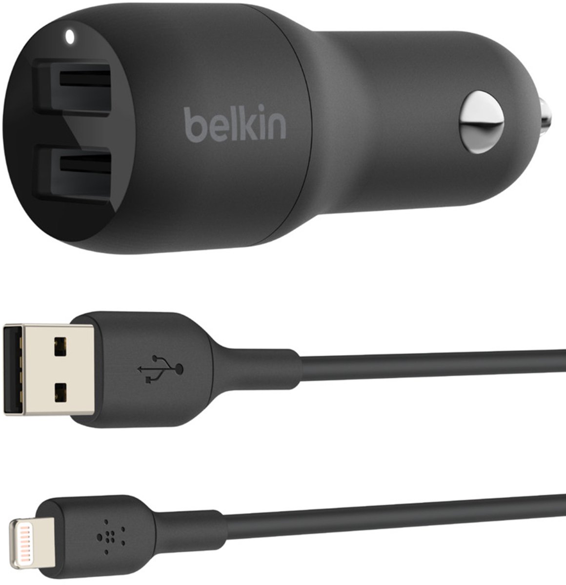 Belkin Dual USB Autolader 24W + 1m iPhone kabel