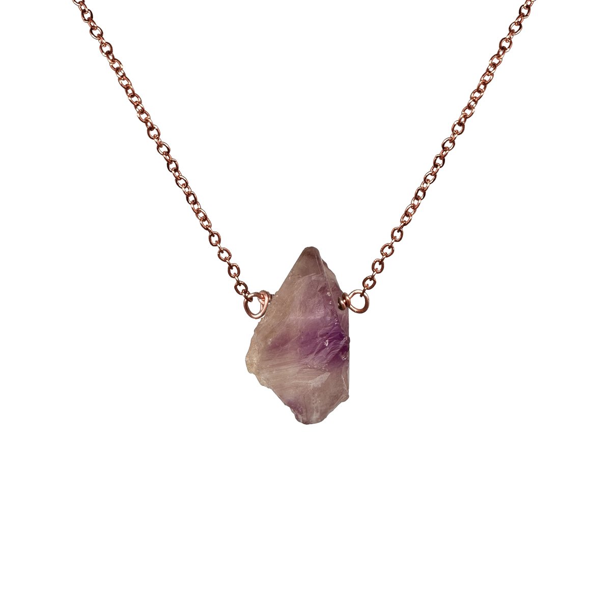 Amethist edelsteen ketting dames - Sieraden - Roestvrij staal ketting - Rose goudkleurige ketting - 45cm + 5cm - Perfecte cadeau voor je dierbaar