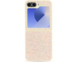 Casemania Hoesje Geschikt voor Samsung Galaxy Z Flip 5 - Goud - Diamant Glitter Back Cover