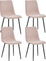 Colenis® - Elise Eetkamerstoel - Set Van 4 - Roze - Linnen Stof- Industrieel