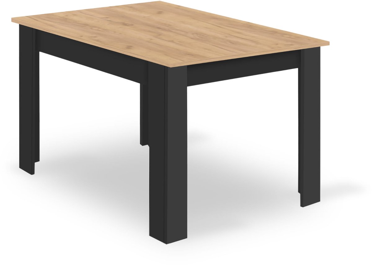 Eettafel NP 120x80 - ARTISAN/ZWART - Modern Design, Kleur: Eiken Artisan Blad en Zwarte Poten, Geschikt voor Keuken, Eetkamer en Woonkamer, 120 x 80 cm