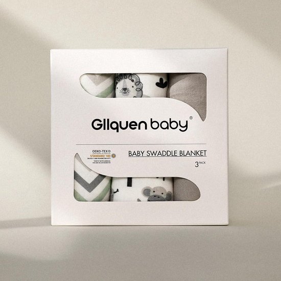 Pucksack voor baby's inbakerdoek voor pasgeborenen slaapzak voor peuters set van 3 luiers 100% biologisch katoen (groen) - 0-3 maanden — afbeelding 4