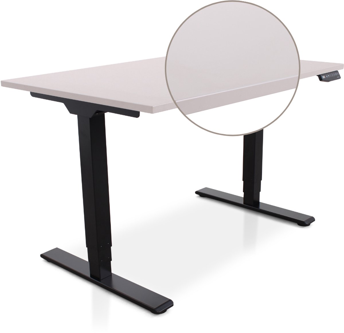 Multi Ratio Lineaflex MRC COMFORT Zit-Sta Bureau – Elektrisch Verstelbaar – 140x80 cm – Blad Sand Grey – Zwart Frame – ARBO Norm NEN-EN 527 – Met memorybediening – 100 KG Draagvermogen – 130 cm Hoog