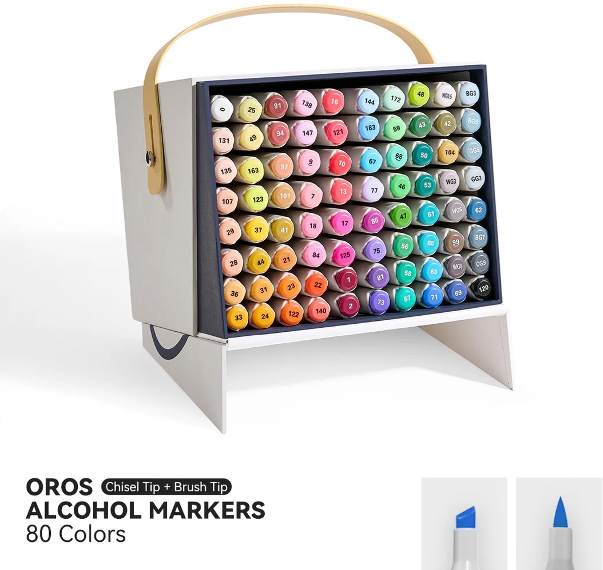Arrtx - OROS Brush & Chisel - Alcohol based Art markers - 80 kleuren