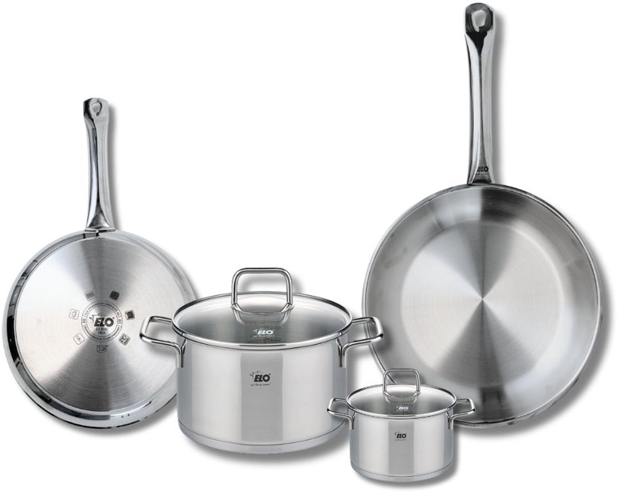 Set van 2 Bakpannen 24 en 28 cm en 2 Kookpotten 12 en 20 cm Elo Profi Citrin