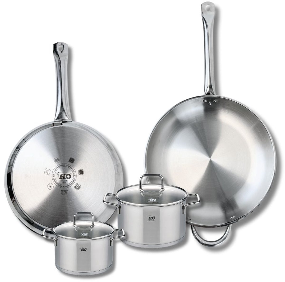 Set van 2 Bakpannen 28 en 32 cm en 2 Kookpotten 14 en 16 cm Elo Profi Citrin