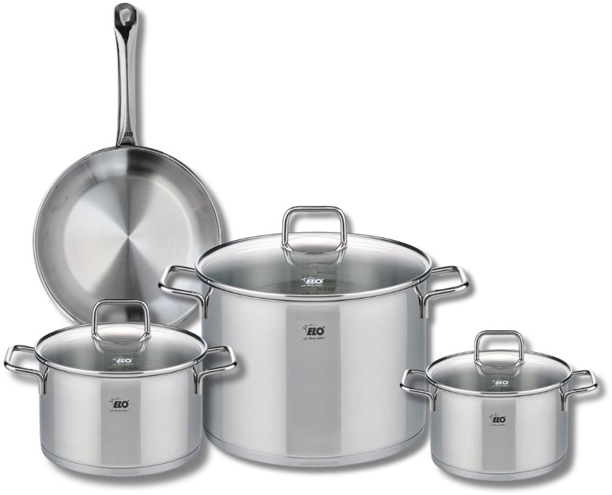 Set van 1 Koekenpan 24 cm en 3 kookpotten 16, 20 en 26 cm Elo Profi Citrin