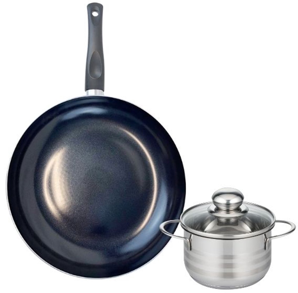 Set van 1 Koekenpan 24 cm en 1 braadpan 14 cm Elo Prima Glanzend
