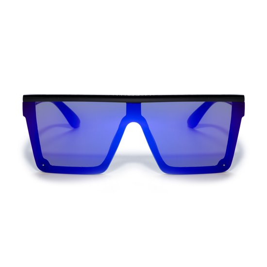 Zonnebril vierkant - Zonnebrillen - Festival bril - Rave bril - Glasses - Zwart - Blauw glas van Vincenzo Cadeaux — afbeelding 2