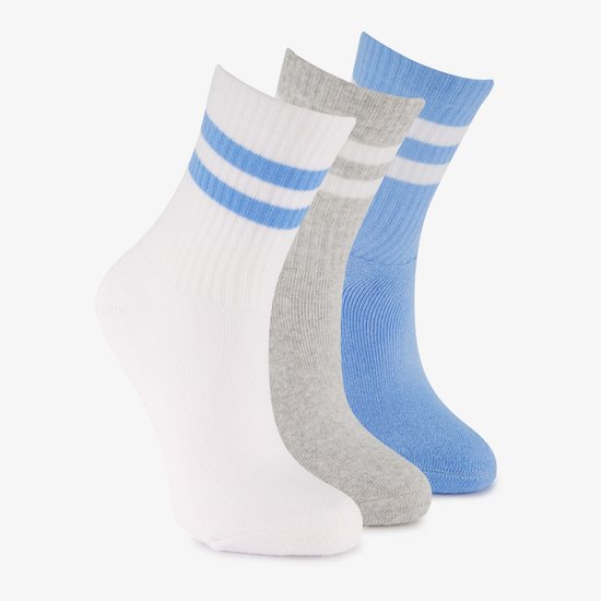 3 paires de chaussettes de sport enfant bleu et blanc - Taille 27/30