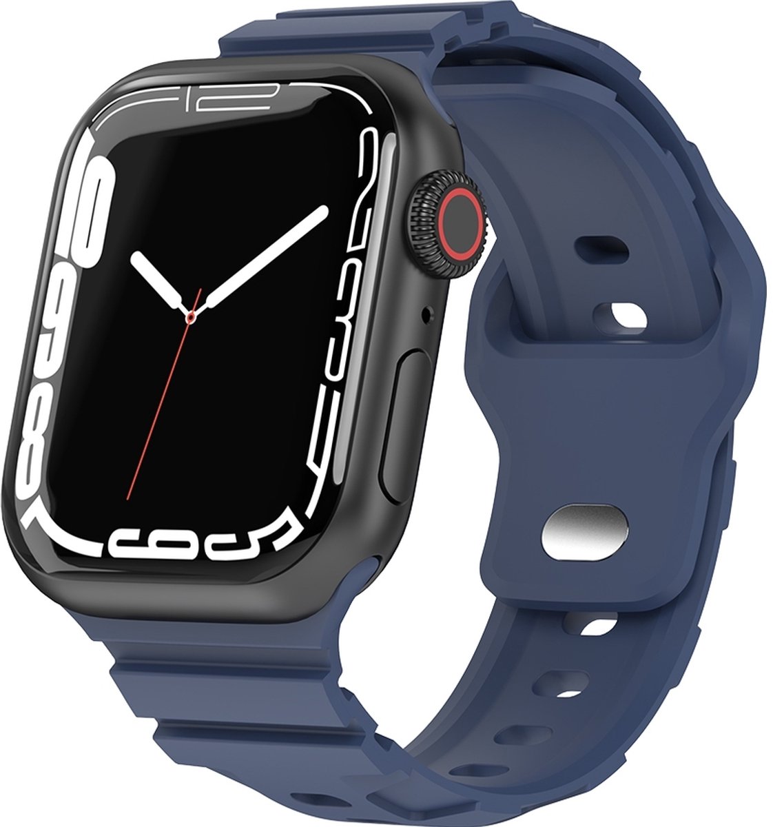 Mobigear Siliconen Watch bandje geschikt voor Apple Watch Bandje Druksluiting | Mobigear Sport Armor - 49/46/45/44 mm - Blauw