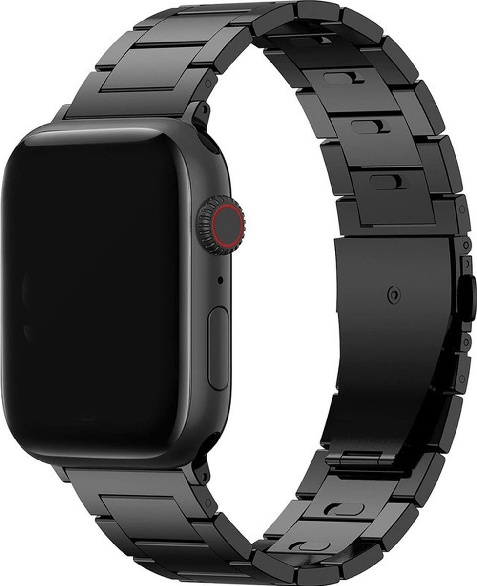 Mobigear Titanium Watch bandje geschikt voor Apple Watch Bandje Vouwsluiting | Mobigear Sydney - 42/41/40/38 mm - Zwart