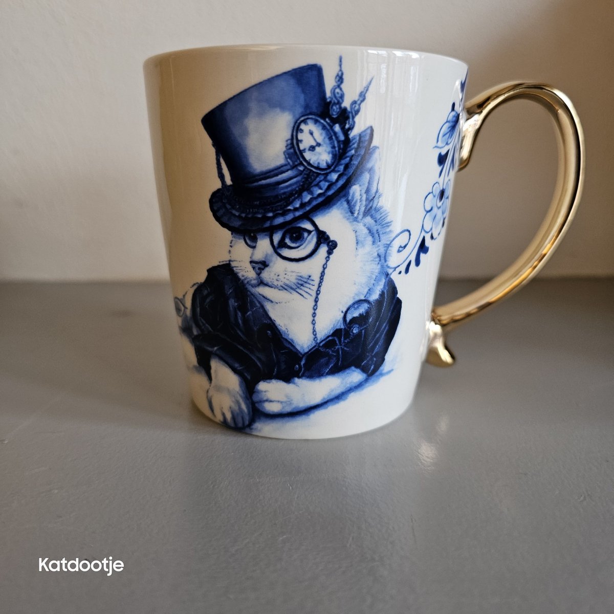 Katdootje - Mok - Sjieke kat - Delfts Blauw