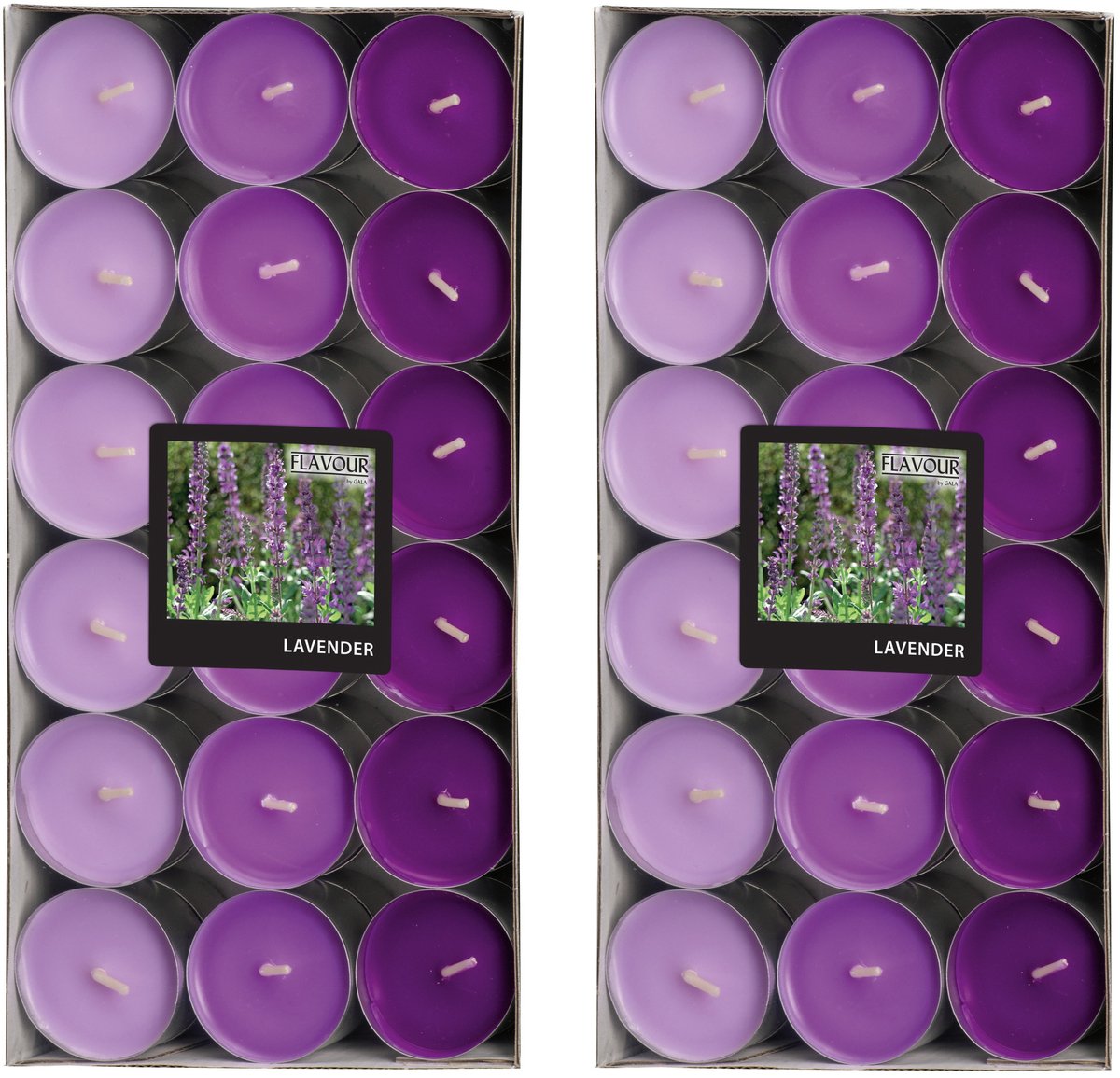 Conpax Candles Conpax Geur theelichtjes/waxinelichtjes - Mega pack - 72x - Lavender aroma - 4,5 branduren Lavender paars
