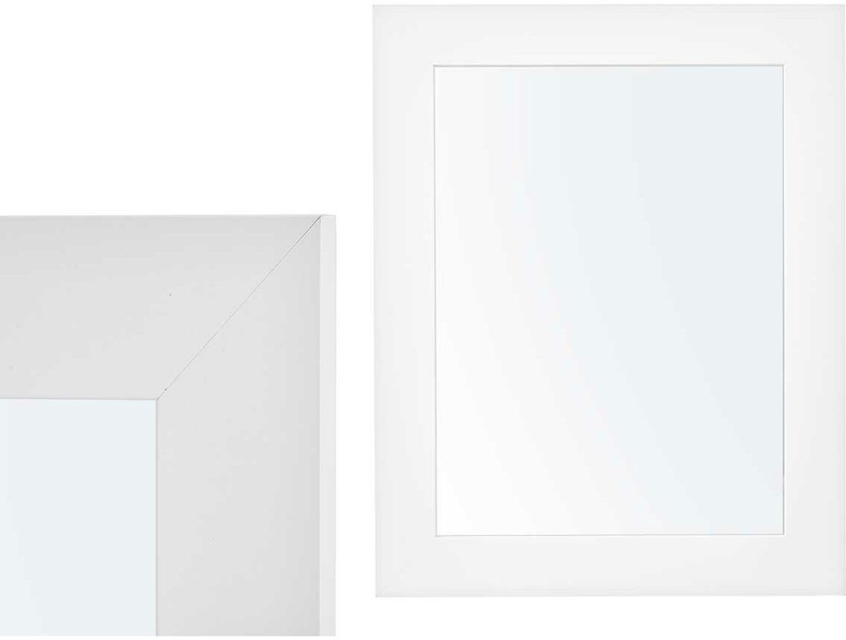 Giftdecor Wandspiegel Verona - wit - mdf frame - brede lijst - 38 x 48 cm - Gang - Toilet - Kamer