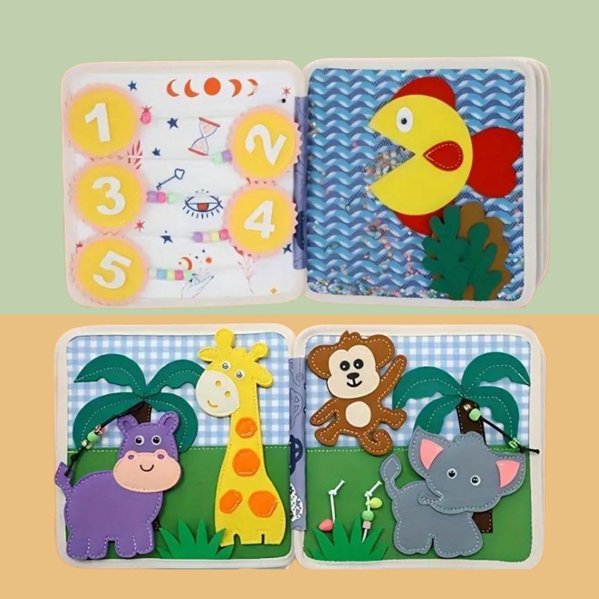 Joymaxx® Busy Board - Montessori Baby Speelgoed 1 jaar - Activiteitenboek - Sensorisch Speelgoed 6 maanden - 2 jaar- Activiteitenbord Meisjes en Jongens Speelgoed 1 jaar - Peuterspeelgoed voor in de auto — afbeelding 2