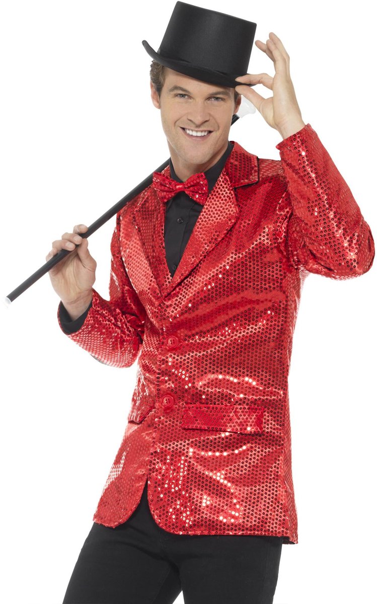 Colbert rood pailletten - Maat M
