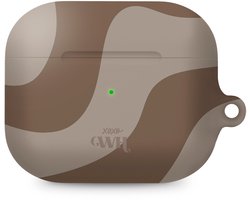 xoxo Wildhearts hoesje geschikt voor AirPods Pro - Ride With Me Brown - Ook als telefoonhoesje verkrijgbaar - schokbestendige case - koptelefoonhoes - Beschermhoes met met golvende print - golven - beige / bruin
