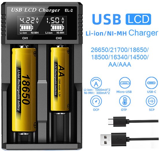 AA batterij Li-ion 1.5V 2500mAh gemakkelijk oplaadbaar via USB-C poort