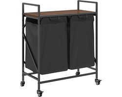 vidaXL - Wasmand - 2 - vakken - met - planken - bruin - eikenkleurig
