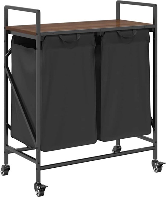 vidaXL - Wasmand - 2 - vakken - met - planken - bruin - eikenkleurig