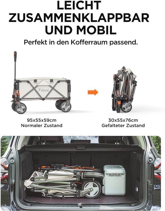 Opvouwbare Elektrische Bolderkar met 200L Inhoud en Offroad Wielen van House of Einstein — afbeelding 5