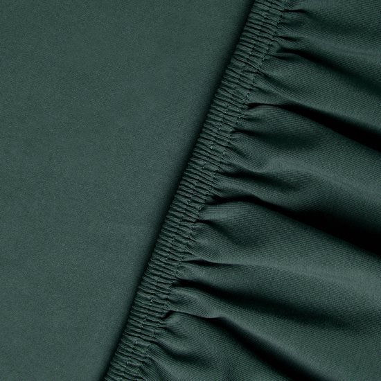 Drap-housse Kayori Shizu en Hoeslaken - 180-200 x 200-220 cm - Épaisseur du matelas 40 cm - Élastique tout autour - Katoen bio - Sans repassage - Vert foncé