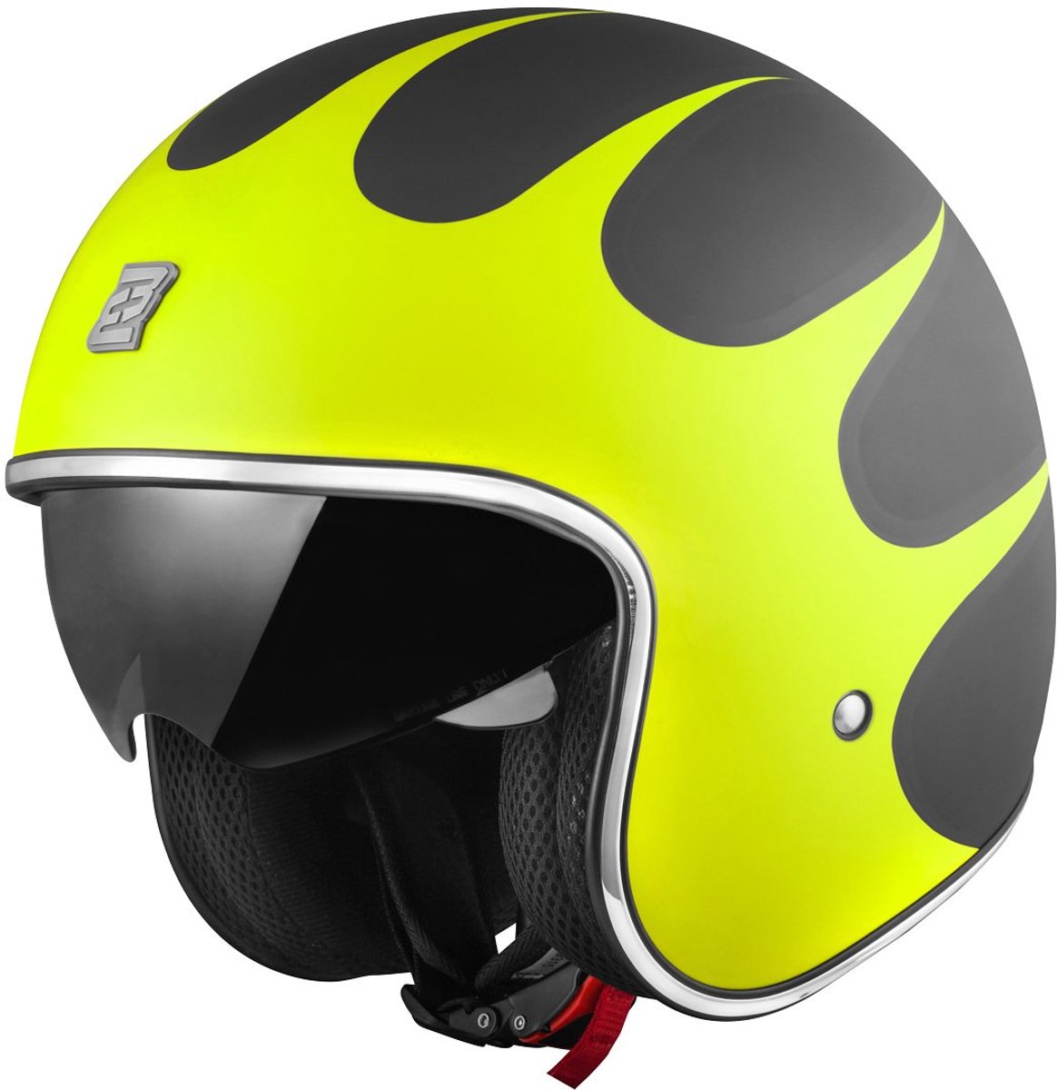 Bogotto V537 Wogi Mat Zwart Geel Jethelm - Maat XL - Helm