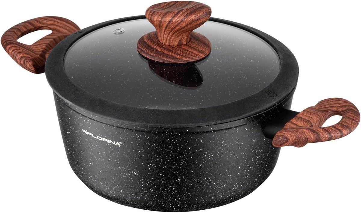 Aluminium Braadpan - Kookpot - Dagelijks Koken - Antiaanbaklaag - 24 cm 4L - Zwart