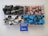 FOOCCA® Nagelfrees Schuurrolletjes - Elektrische Nagelvijl Schuurrolletjes - Bitjes - Opzetstukjes - Bits - Mix Set #80 #120 #180 #240 Grit / Grofheid - Inclusief Mandrel Bitje - Nagel Bitjes - Nagel Frees - 125 stuks