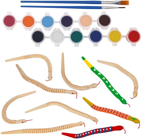 Belle Vous Onbewerkt Houten Slangen Speelgoed 10 Pak Blank Canvas 