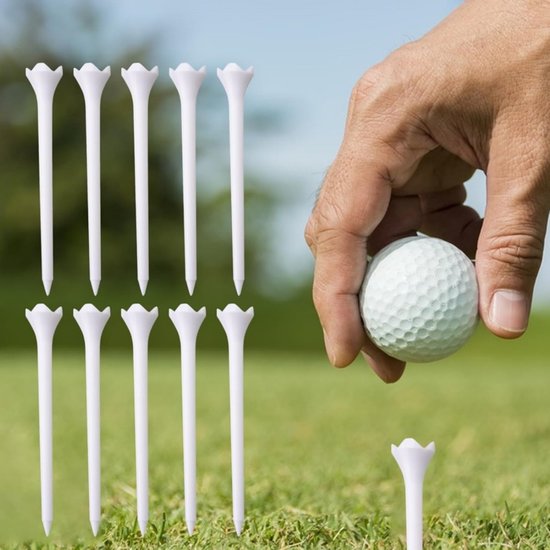 10-pack - Golftees - Golfaccessoires - Verminderen wrijving, Vergroten afstand, Slijtvast, Draagbaar - Geschikt voor golfliefhebbers (Wit,83mm) — afbeelding 3