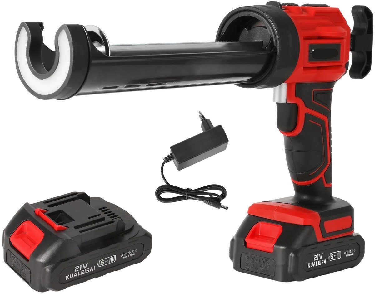Elektrisch Kitpistool - Accu Kitspuit - Lijmpistool - 4 Snelheden - 18V - voor Deuren - Ramen - Meerdere Toepassingen - Langdurige Batterijduur - 1 Accu - Rood