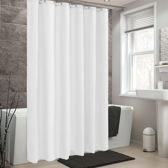 Convient pour rideau de douche en tissu imperméable avec 3 aimants - Doublure de douche douce de qualité hôtelière, légère et lavable en machine - Taille standard 72 x 72, blanc