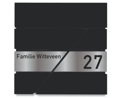 BR10.2 Brievenbus zwart met naam en huisnummer 35x35x11cm