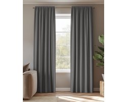 ROOM99 Aura Gordijn met zilveren ringen, 140 x 260 cm breed x