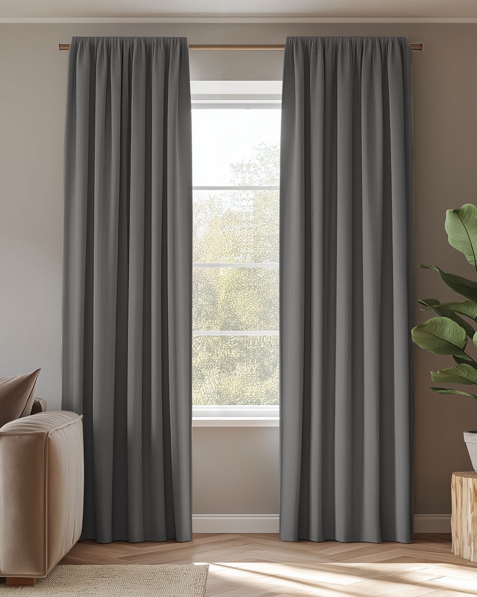 HOOMstyle Kant en Klaar gordijn met haakjes Amber - Verduisterend - Met Plooiband - 140x270cm - Donkergrijs / Antraciet