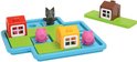 Het spel met twee rode huizen, twee varkens, een wolf en een los bruin huis.