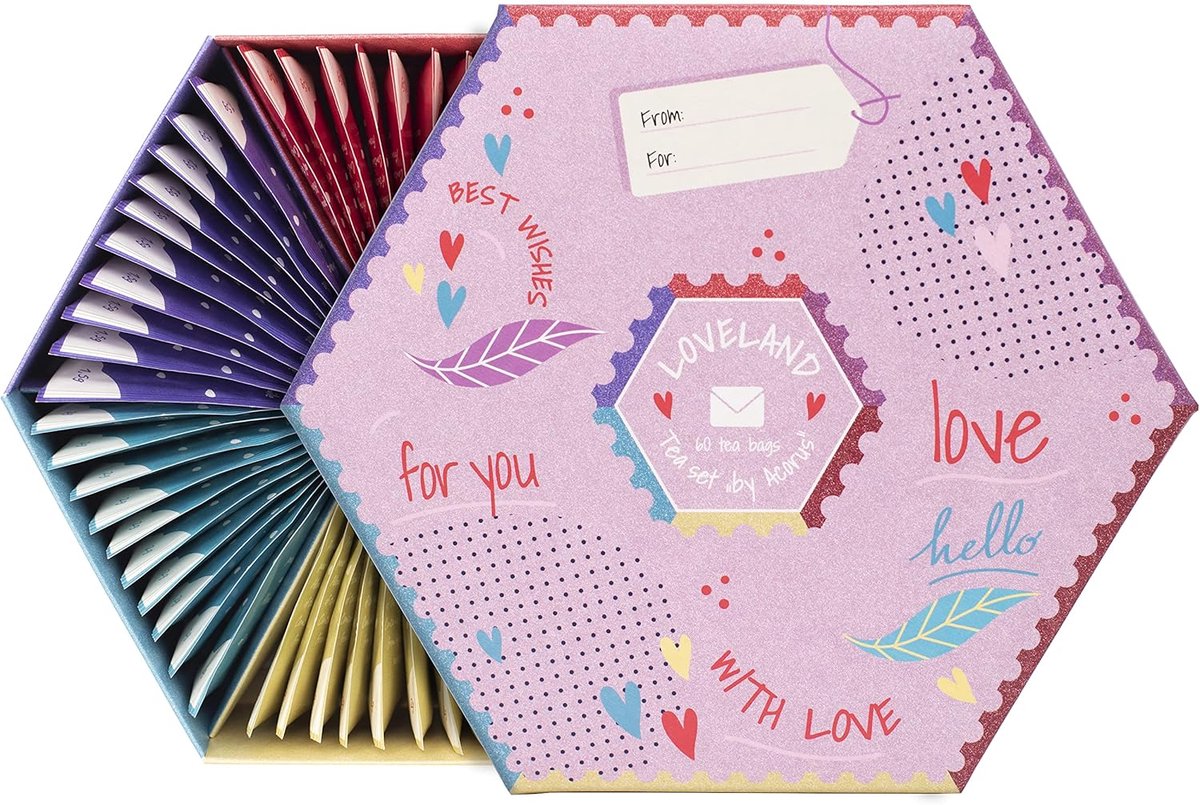 Natuurlijke Theeset Cadeau Box met 6 Smaken - 60 Theezakjes voor Theeliefhebbers