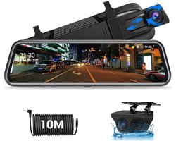 Dashcam - Dashcam voor Auto - Autospiegel - met Achteruitrijcamera - 24cm - 10m Kabel - Touchscreen - Full HD - 1080 p - voor Auto's - 170° Groothoek - Parkeermodus - Loop-Opnamemodus - Supernachtzicht - G-sensor - Zwart