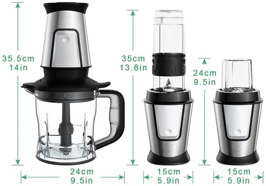 3-in-1 Keukenmachine - 700W Blender, Smoothie Maker - Voedselhakker & Droge Molen - Draagbare Juicer voor Groenten - Fruit & Noten - Multifunctionele Food Processor — afbeelding 4