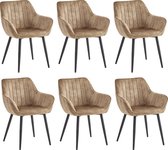 Bol.com Colenis® - Luna Eetkamerstoel - Set Van 6 - Taupe - Adore Velvet - Met armleuning aanbieding