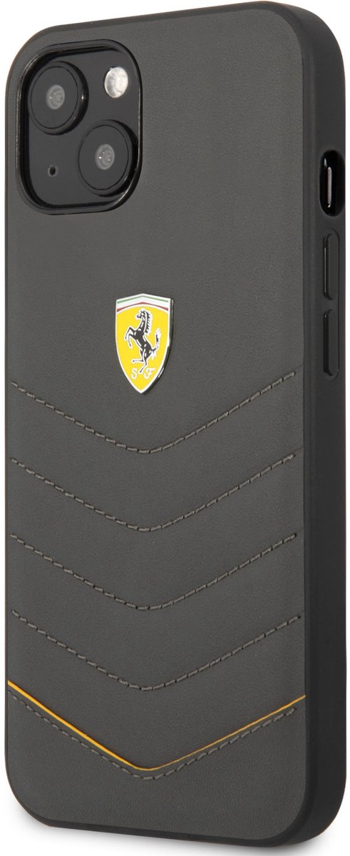 Ferrari Leather Quilted Back Case - Geschikt voor Apple iPhone 13 (6.1") - Grijs