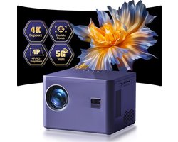 Mini Beamer - Projector - LED Digitale Projector - Draagbaar - met Elektrische Focus - 6D - 4P Keystone Correctie - Zoom - 5G WiFi - Bi-Channel - Bluetooth 20000L - 1080P - 500 ANSI - Compatibel - TV - Smartphone - Tablet - Laptop